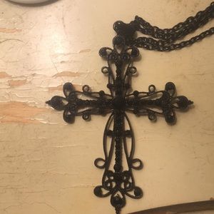 Gothic Inspired Black Cross Necklace